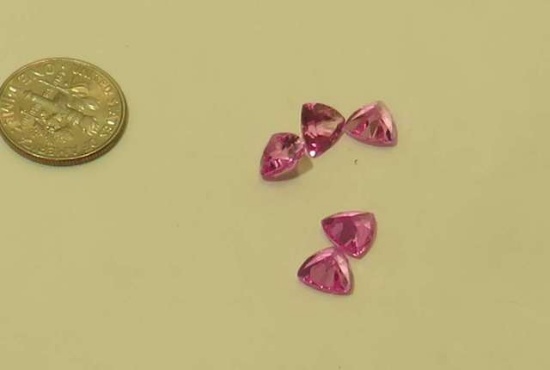 Tourmaline, Lab-grown Bright pink Trillion 7mm