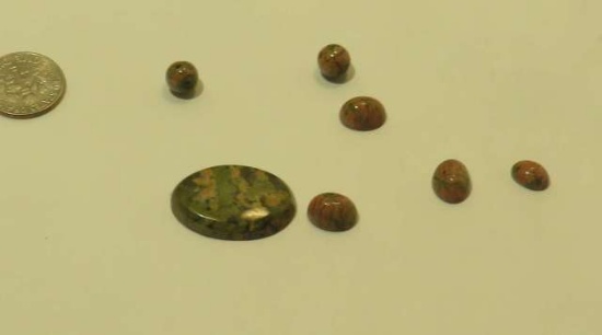 pack of 7 mixed size brown cabochon cut agate stones