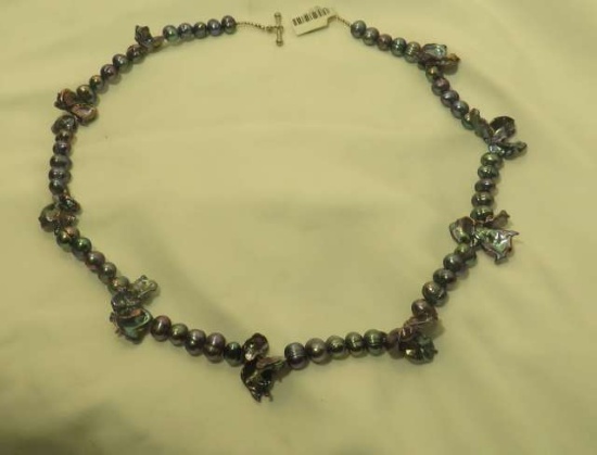 custom designed purple died fresh water pearl 20" necklace