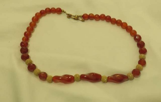 custom designed orange brown 16"  necklace