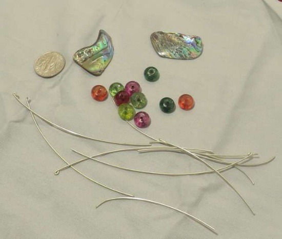 designer earring kit includes wire, beads, abolone
