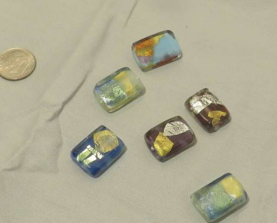 dichroic glass drilled rectangular shaped stones