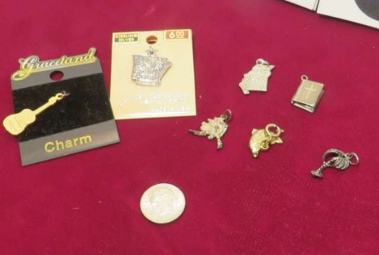 group of 6 sterling silver charms