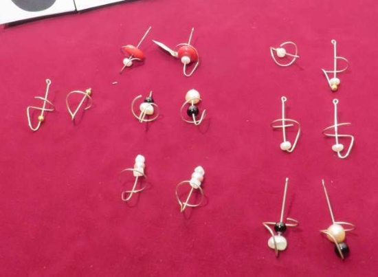 Sterling silver twist earrings - fresh water pearl - onyx, coral & various colors