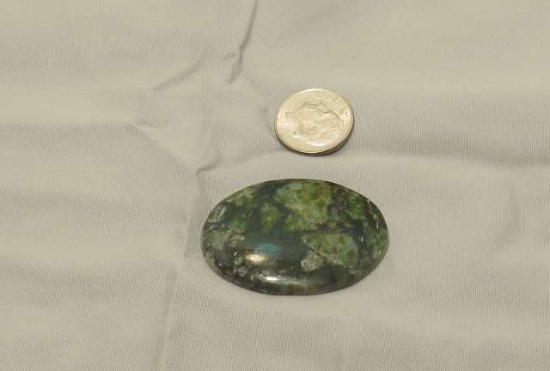 Agate blue green oval polished stone