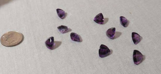 Amethyst Trillion Faceted 10mm 3.07cts average