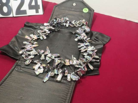 25" necklace - 2 strand black Keshi pearls w/silver toggle clasp (presentation case included)