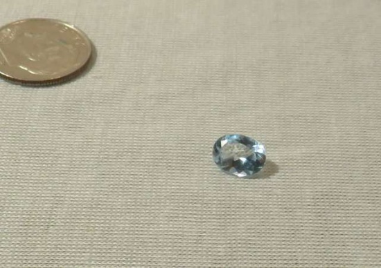 Aquamarine Light blue Oval Faceted