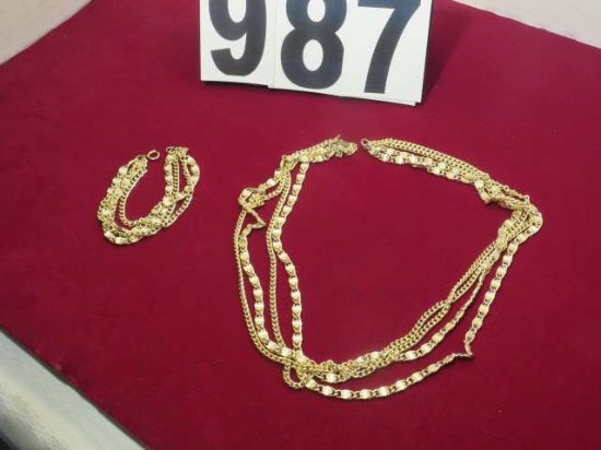 Sarah Coventry 23" necklace w/7" extenter - gold tone chains (estate jewelry)