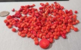 group of 100 plus drilled pieces red Coral mixed sizes