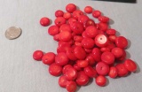 group of 50 round drilled red coral discs  Various sizes