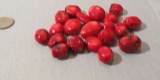 group of 21 plus drilled pieces red Coral mixed sizes