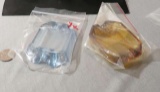 Glass Amber & blue Rectangle Individual ash trays