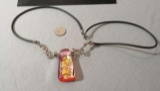 Orange-pink Trapezoid dichroic glass stone on 24