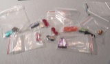 pack of 14 dichroic glass stones Red, green Round Assorted sizes