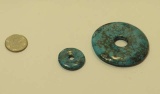 pack of 2 mixed size Malachite Turquoise-black Round Donut Cabochon