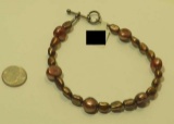 Pearl Bronze Round & oval Bracelet-9” Toggle catch