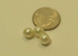 group of 3 Pearl White Sphere 6.5mm-7.0mm