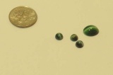 Tiger eye, treated Green  1 oval, 3 rounds Cabochon 1-10mm x 8 3-5mm