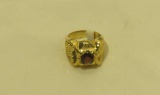 Masonic ring gold filled with synthetic ruby size 8 1/2