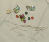 designer earring kit includes wire, beads, abolone