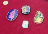 package of 4 dicroic glass stones with bezels