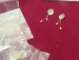 Sterling silver fresh water pearl - shield on post earrings