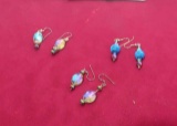 Sterling silver shepherd hook earrings - 2 with glass beads & 1 with mesh & glass beads
