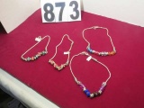 glass bead necklaces silvertone 16 1/2