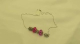 pink glass & silver tone beads on 16