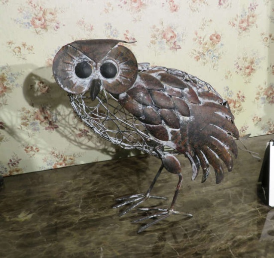 copper owl art 12" h