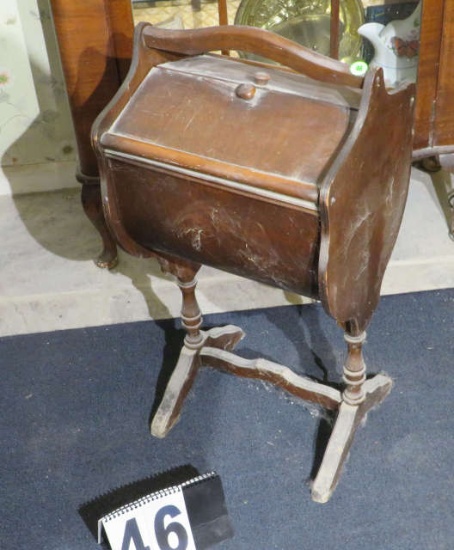 sewing box with turned legs