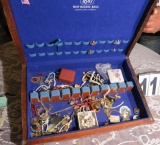 silver flatware box with mixed costume jewelry