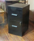 2 drawer black metal file cabinet with key to lock drawers