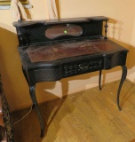 antique desk vanity with  mirror dark walnut finish