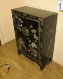 black lacquer inlaid Chinese cabinet 25