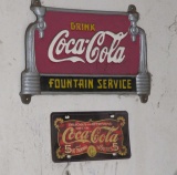 Coca Cola license plate and Fountain Service sign 10