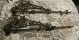 pair vintage adjustable cast iron swinging crutain rods 180 degree swing for windows or door opening