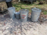 galvanized lidded garbage cans (1) perofrated 20 gal  (1) 8 gal (2) 20 gallon sizes
