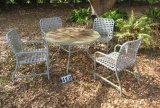 patio set with vinyl strap covered chairs