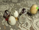 collection of 7 glass eggs