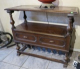 carved mahogany side table with lower shelf 42