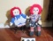 Raggedy Ann and Andy with small wood chairs dolls are 20