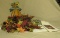 assorted fall decorations placemats leaves, candle holder