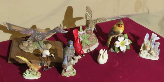 collection of 9  mixed bird figures