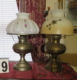 vintage oil lamp with shade  one is electrified