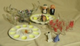 mixed glassware marbles, miniature Pepsi bottles, juiced glasses, egg glasses