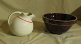 brown ceramic bowl and pitcher