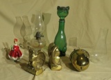 oil lamps, eagle book holders,