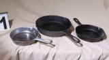 Wagner ware signed cast iron (2) 1053 (1) 1056e